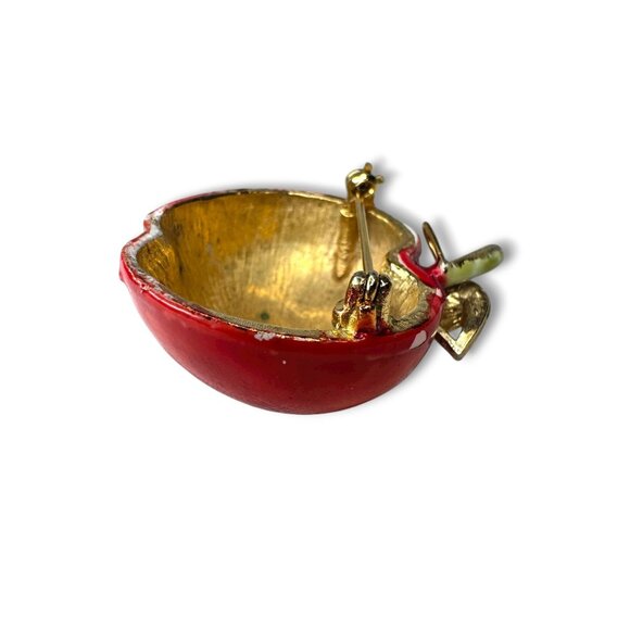 HAR Hargo Creations Red Enamel Apple Pin Mid Century 1.74" x 1.48" - Picture 4 of 11